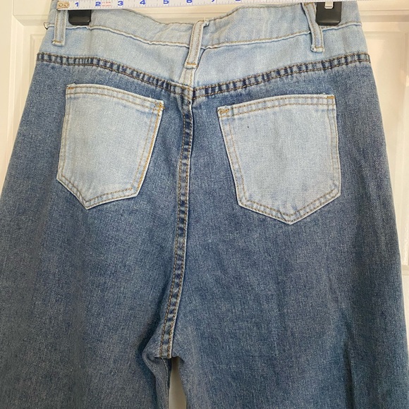 SHEIN Blue Patchwork Barrel Boyfriend Jeans - Picture 7 of 9